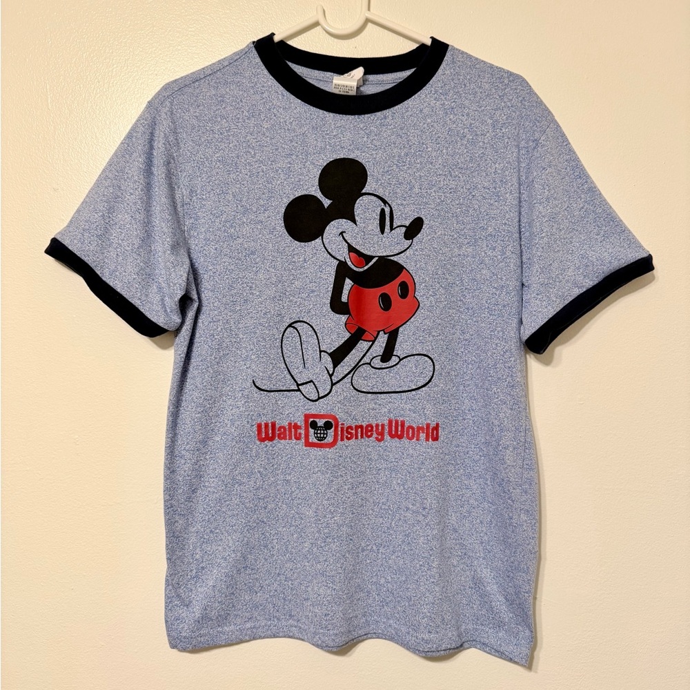 Disney Blue Tee with Mickey Mouse and Red Accents